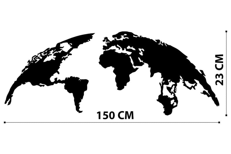 WORLD MAP 1 Large Väggdekor Svart - Plåtskylt