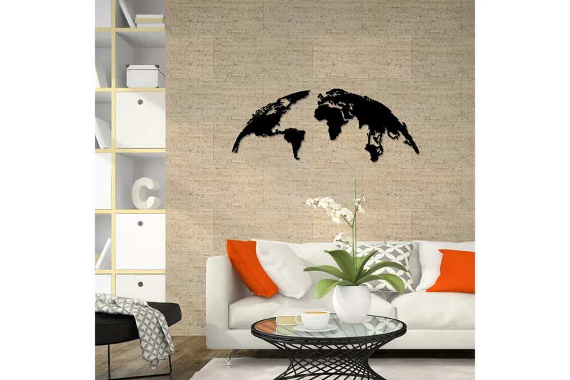 World Map 1 Large Väggdekor - Svart - Inredning & dekor - Väggdekor - Skyltar - Plåtskylt