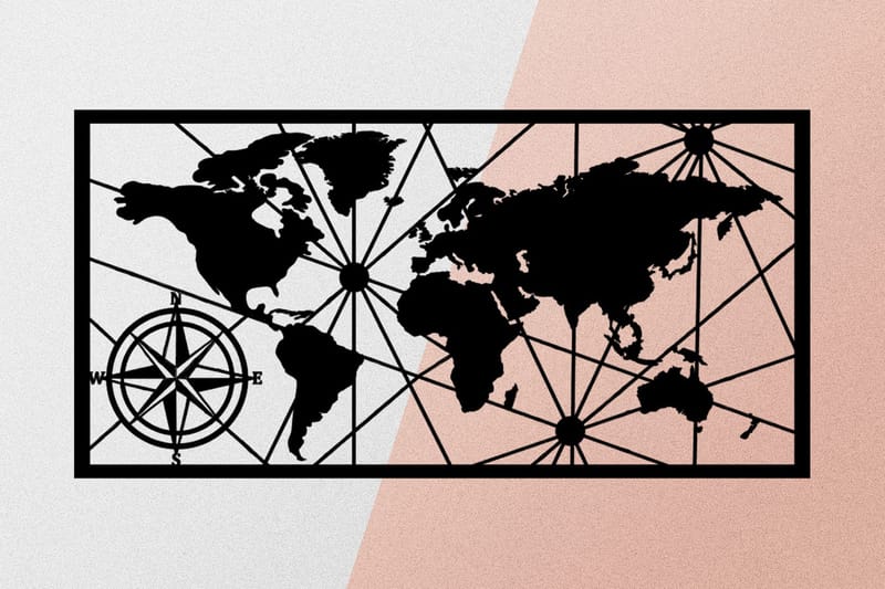 World Map 1 Large Väggdekor - Svart - Inredning & dekor - Väggdekor - Skyltar - Plåtskylt