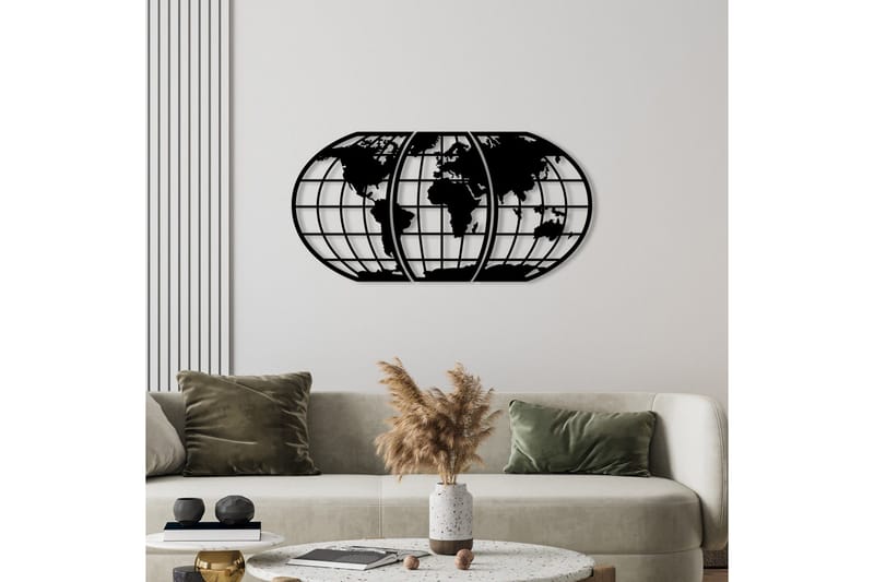 World Map 11 Väggdekor - Svart - Inredning & dekor - Väggdekor - Skyltar - Plåtskylt