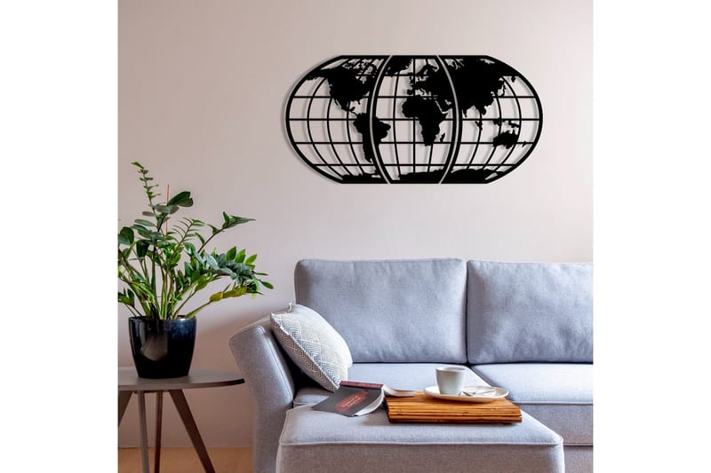 World Map 11 Väggdekor - Svart - Inredning & dekor - Väggdekor - Skyltar - Plåtskylt