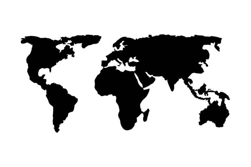 WORLD MAP 2 Väggdekor Svart - Plåtskylt