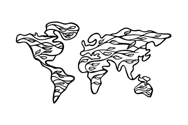 WORLD MAP 2 Väggdekor Svart - Plåtskylt