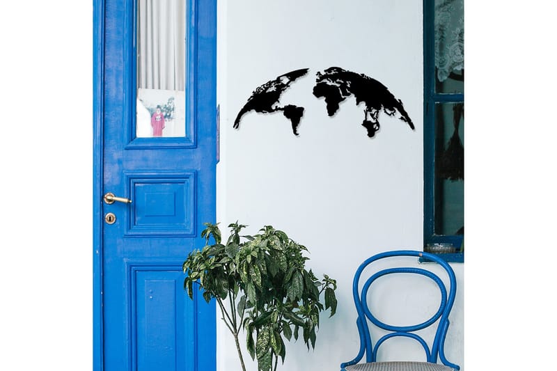 World Map Medium Väggdekor - Svart - Inredning & dekor - Väggdekor - Skyltar - Plåtskylt