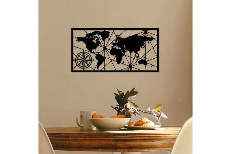 World Map Medium Väggdekor - Svart - Inredning & dekor - Väggdekor - Skyltar - Plåtskylt