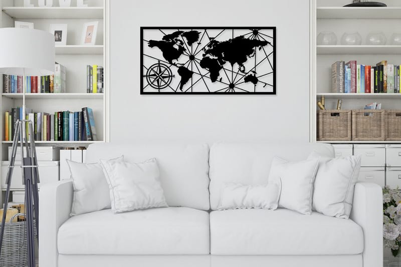 World Map Medium Väggdekor, Svart