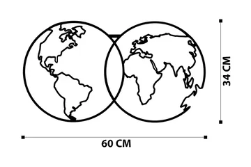 World Map Metal Decor 10 Väggdekor - Svart - Inredning & dekor - Väggdekor - Skyltar - Plåtskylt