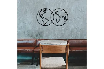 World Map Metal Decor 10 Väggdekor - Svart - Inredning & dekor - Väggdekor - Skyltar - Plåtskylt