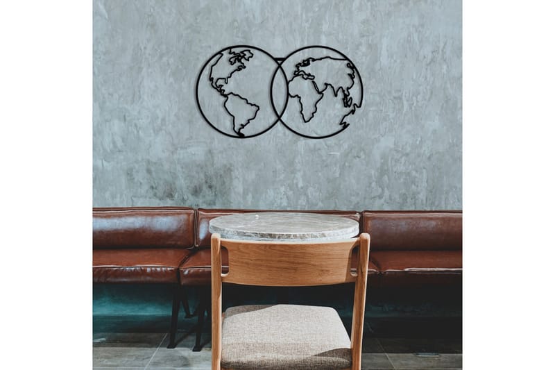 World Map Metal Decor 10 Väggdekor - Svart - Inredning & dekor - Väggdekor - Skyltar - Plåtskylt