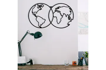 World Map Metal Decor 10 Väggdekor - Svart - Inredning & dekor - Väggdekor - Skyltar - Plåtskylt