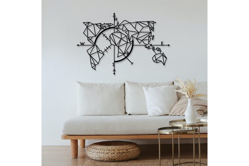 World Map Metal Decor 2 Väggdekor - Svart - Inredning & dekor - Väggdekor - Skyltar - Plåtskylt