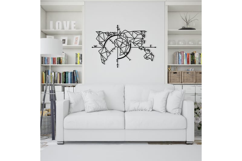 World Map Metal Decor 2 Väggdekor - Svart - Inredning & dekor - Väggdekor - Skyltar - Plåtskylt