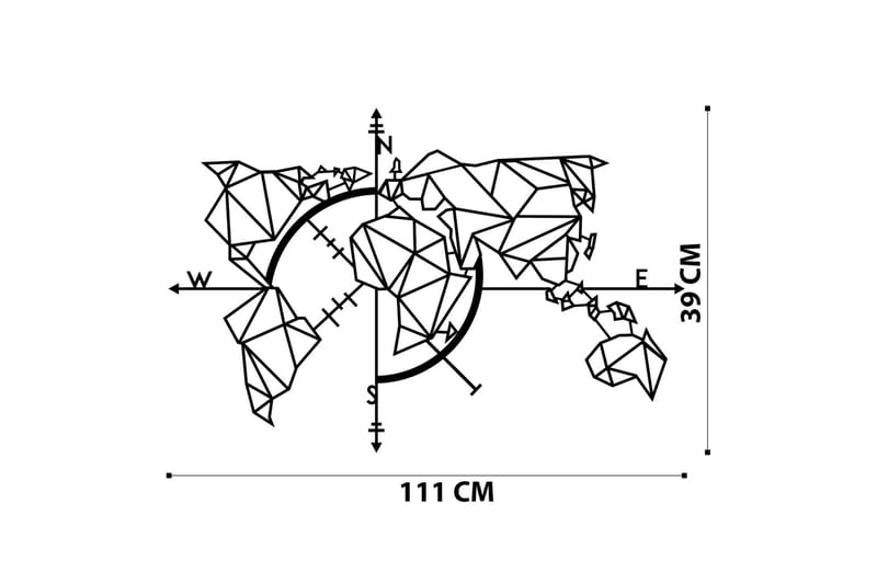 World Map Metal Decor 2 Väggdekor - Svart - Inredning & dekor - Väggdekor - Skyltar - Plåtskylt