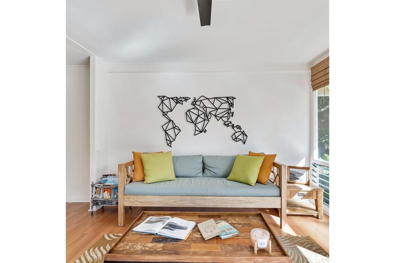 World Map Metal Decor 4 Väggdekor - Svart - Inredning & dekor - Väggdekor - Skyltar - Plåtskylt