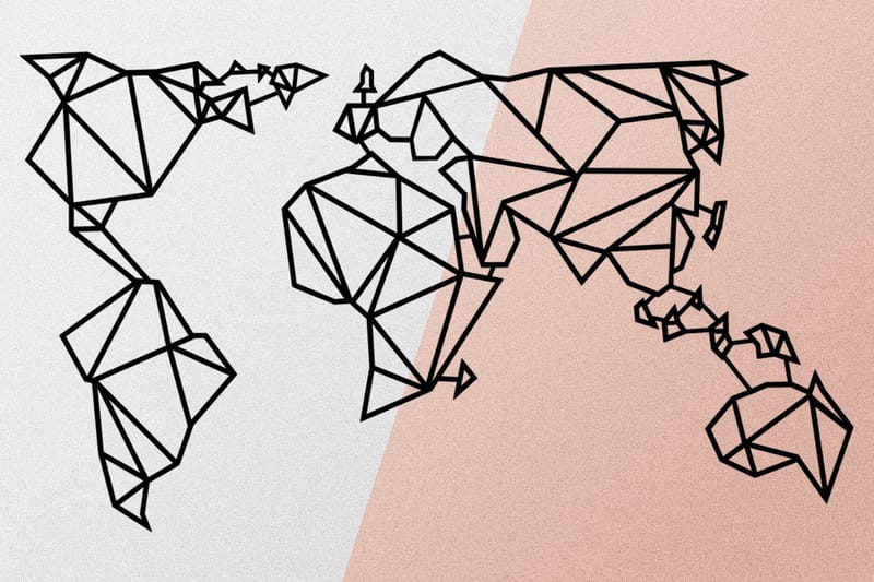 World Map Metal Decor 4 Väggdekor - Svart - Inredning & dekor - Väggdekor - Skyltar - Plåtskylt