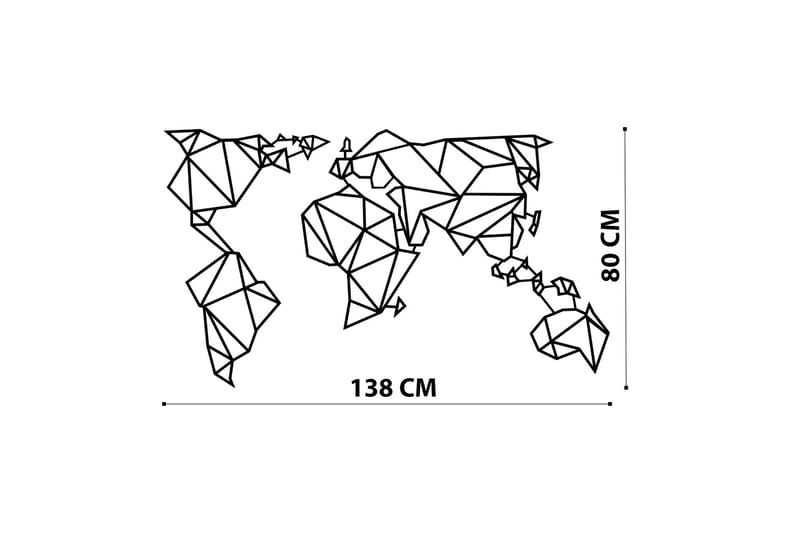 World Map Metal Decor 4 Väggdekor - Svart - Inredning & dekor - Väggdekor - Skyltar - Plåtskylt