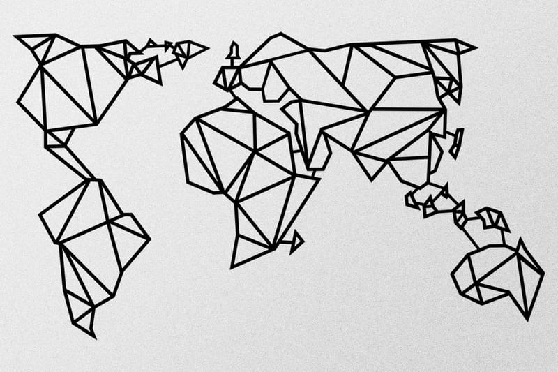 World Map Metal Decor 4 Väggdekor - Svart - Inredning & dekor - Väggdekor - Skyltar - Plåtskylt