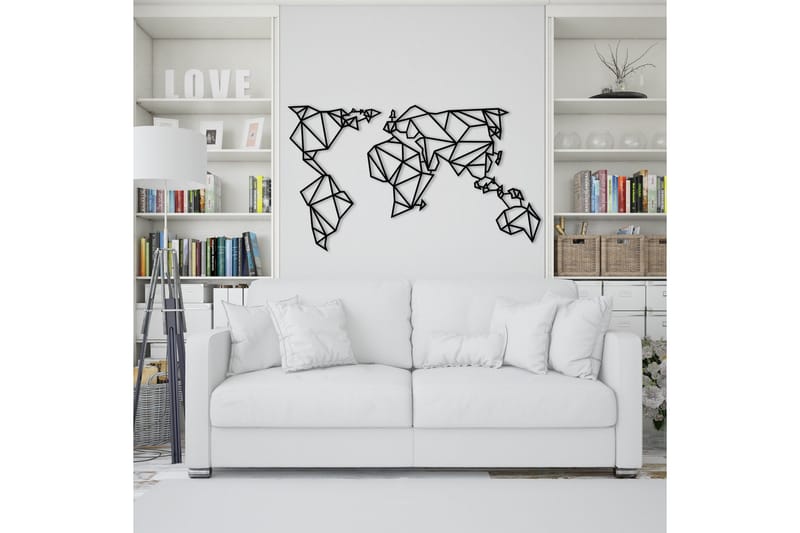 World Map Metal Decor 4 Väggdekor - Svart - Inredning & dekor - Väggdekor - Skyltar - Plåtskylt
