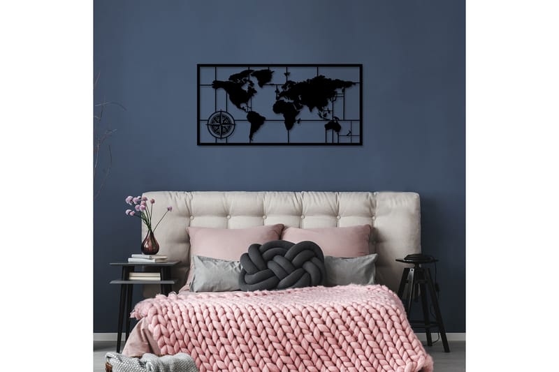 WORLD MAP METAL DECOR 7 Väggdekor Svart - Inredning & dekor - Väggdekor - Skyltar - Plåtskylt