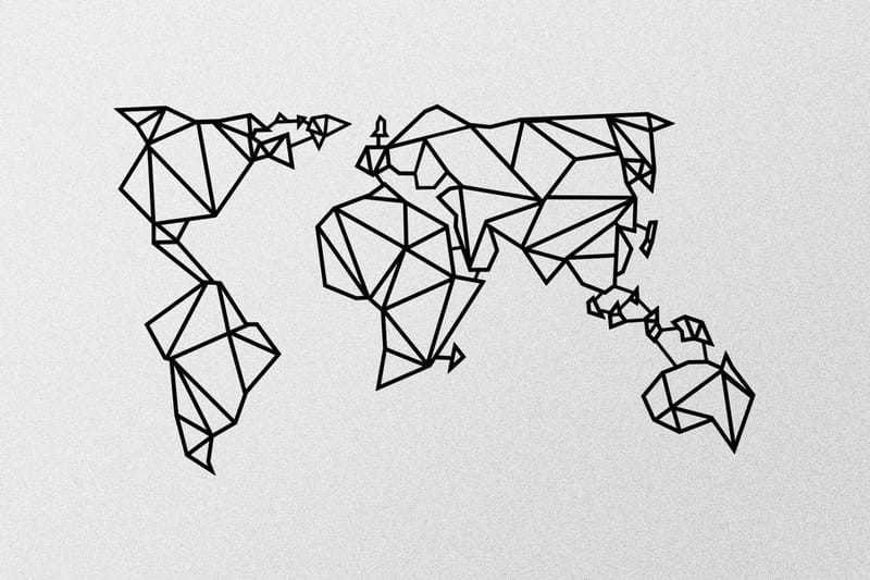 World Map Metal Decor Väggdekor - Svart - Inredning & dekor - Väggdekor - Skyltar - Plåtskylt