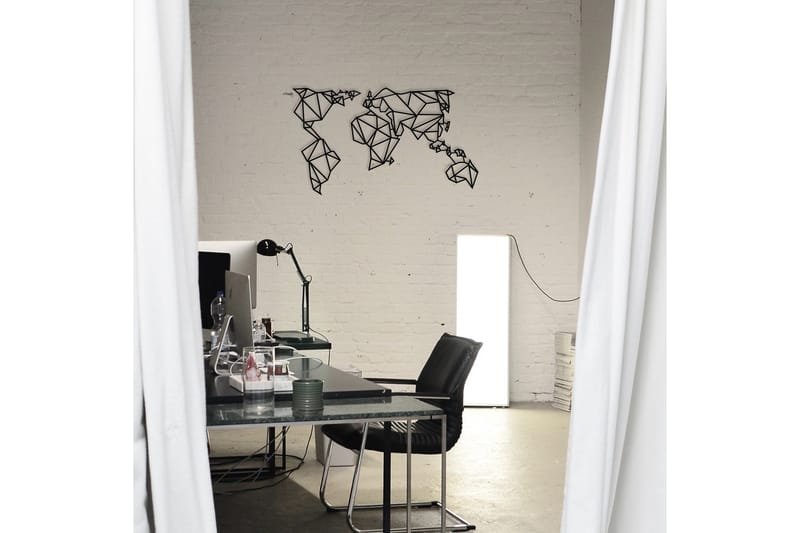 World Map Metal Decor Väggdekor - Svart - Inredning & dekor - Väggdekor - Skyltar - Plåtskylt