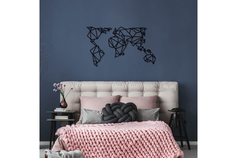 World Map Metal Decor Väggdekor - Svart - Inredning & dekor - Väggdekor - Skyltar - Plåtskylt