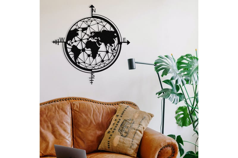 World Map Väggdekor - Svart - Inredning & dekor - Väggdekor - Skyltar - Plåtskylt