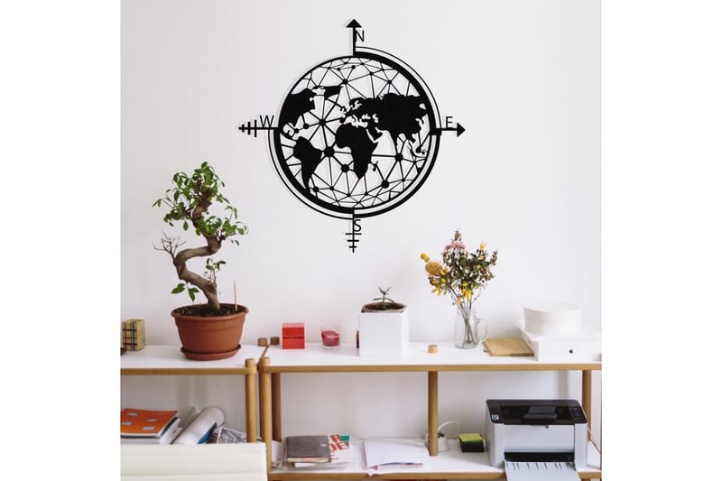 World Map Väggdekor - Svart - Inredning & dekor - Väggdekor - Skyltar - Plåtskylt