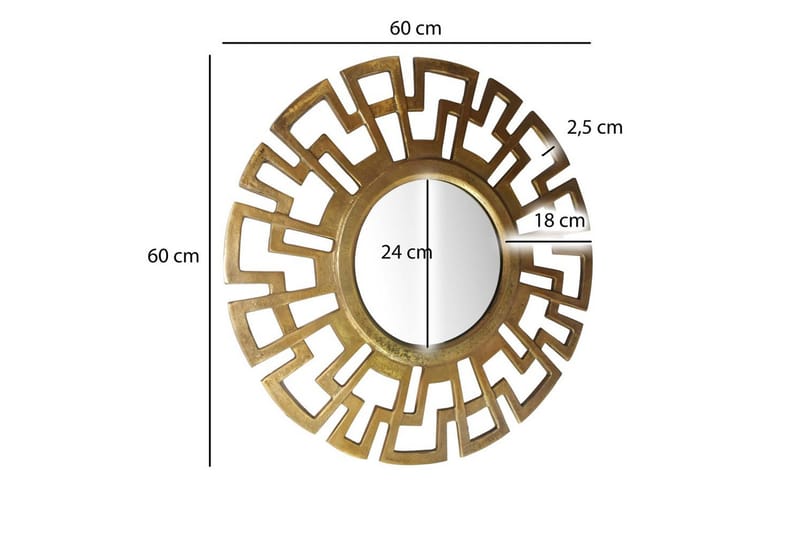 Spegel Wohnling Art Deco Rund 60 cm Modern - Inredning & dekor - Speglar - Väggspegel