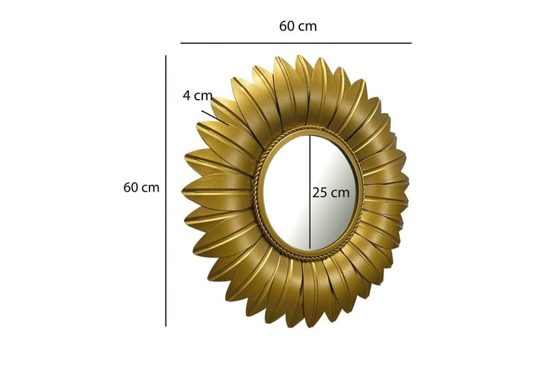Spegel Wohnling Blomstil metallram rund 60 cm - Inredning & dekor - Väggdekor - Dekorplast & kakeldekor