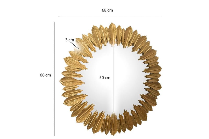 Spegel Wohnling Fjädrar metallram rund 68 cm modern - Inredning & dekor - Speglar - Väggspegel