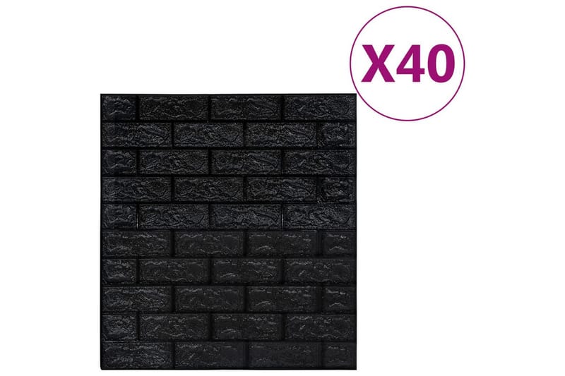 3D-tapet tegel självhäftande 40 delar svart - Svart - Inredning & dekor - Väggdekor - Tapeter & tapettillbehör - Fototapeter