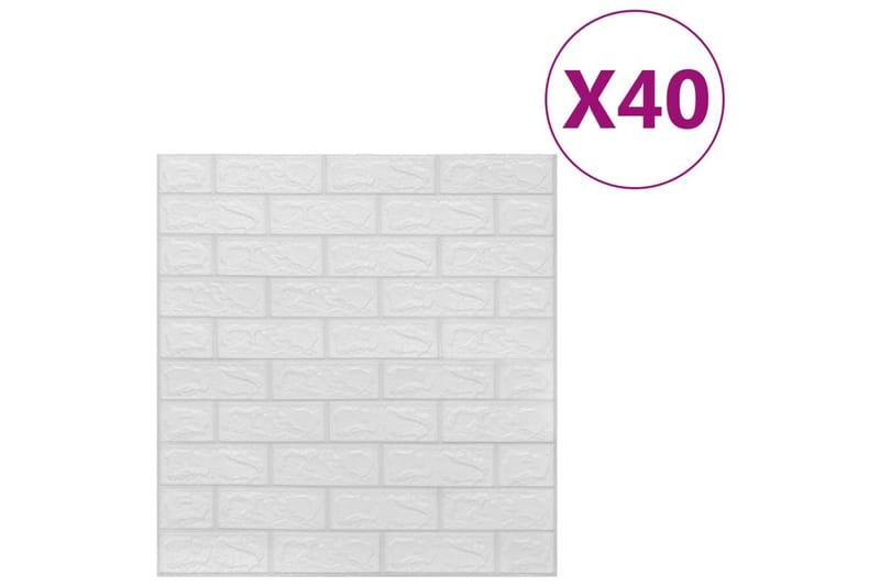 3D-tapet tegel självhäftande 40 delar vit - Vit - Inredning & dekor - Väggdekor - Tapeter & tapettillbehör - Fototapeter
