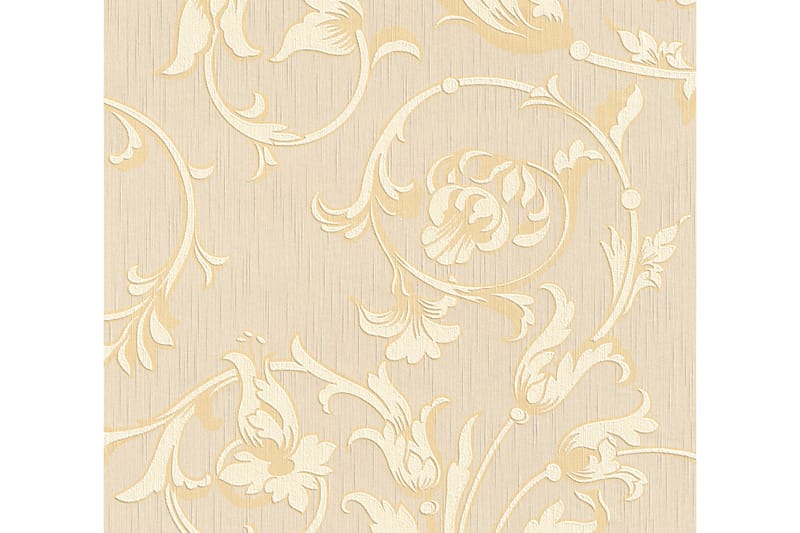 Blommig Tapet Tessuto Ovävd Cream Guld - Mönstrade tapeter