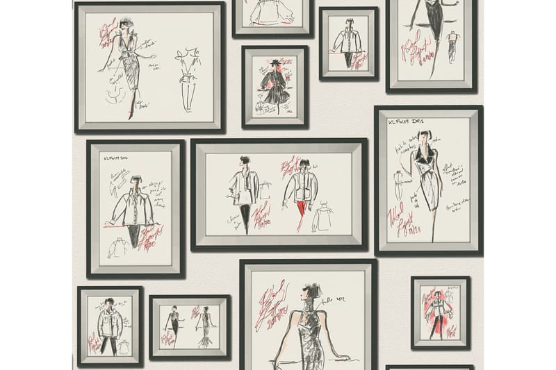 Designer Tapet Sketch by Karl Lagerfeld - AS Creation - Mönstrade tapeter