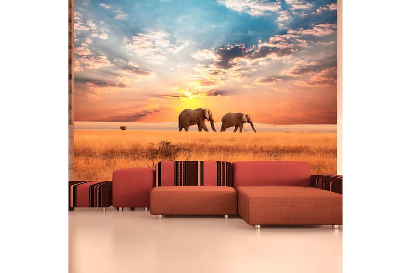Fototapet Afrikanska Savannen Elefanter 400x309 - Artgeist sp. z o. o. - Inredning & dekor - Väggdekor - Tapeter & tapettillbehör - Fototapeter