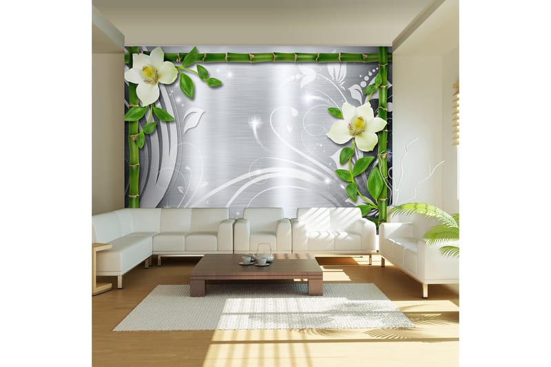 FOTOTAPET Bamboo And Two Orchids 100x70, Artgeist sp. z o. o.