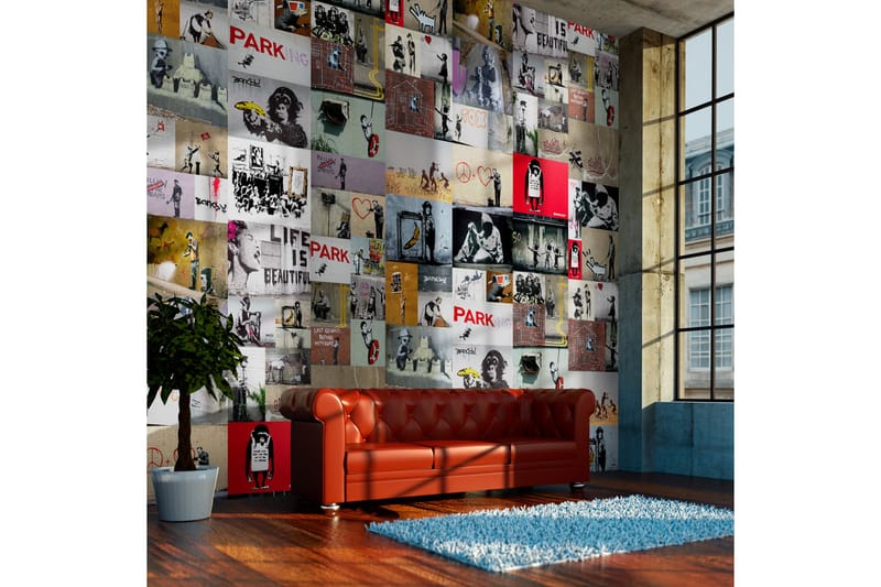 FOTOTAPET Banksy A Collage 50x1000 - Artgeist sp. z o. o. - Inredning & dekor - Väggdekor - Tapeter & tapettillbehör - Fototapeter