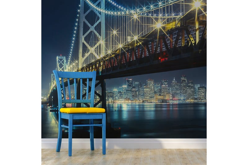 FOTOTAPET Bay Bridge På Natten 200x154, Artgeist sp. z o. o.