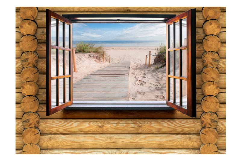 FOTOTAPET Beach Outside The Window 200x140 - Artgeist sp. z o. o. - Inredning & dekor - Väggdekor - Tapeter & tapettillbehör - Fototapeter