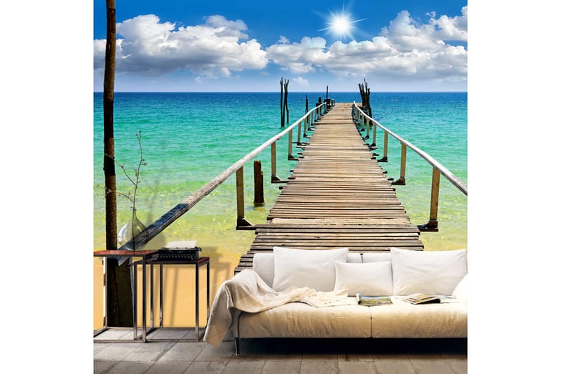 FOTOTAPET Beach Sun Bridge 150x105 - Artgeist sp. z o. o. - Inredning & dekor - Väggdekor - Tapeter & tapettillbehör - Fototapeter