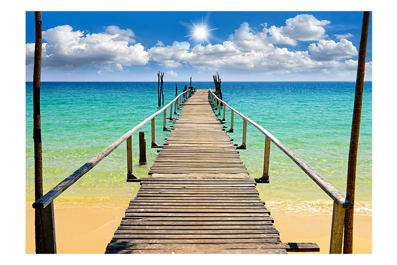 FOTOTAPET Beach Sun Bridge 150x105 - Artgeist sp. z o. o. - Inredning & dekor - Väggdekor - Tapeter & tapettillbehör - Fototapeter