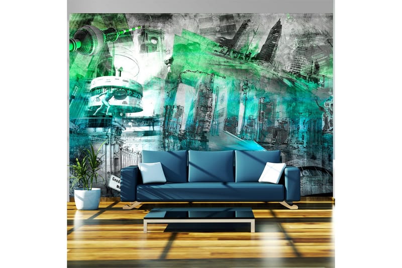 Fototapet Berlin Kollage Grön 100x70 - Artgeist sp. z o. o. - Inredning & dekor - Väggdekor - Tapeter & tapettillbehör - Fototapeter