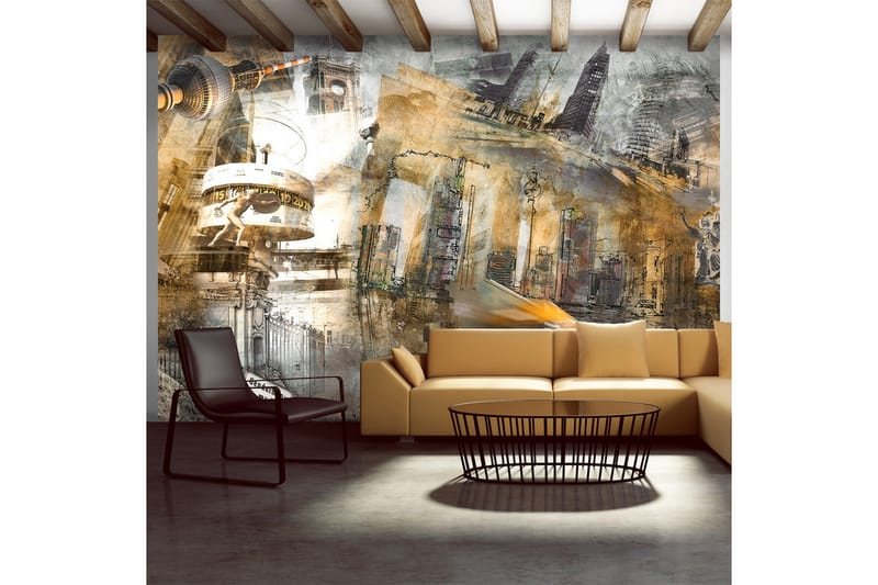 FOTOTAPET Berlin Kollage Orange 100x70 - Artgeist sp. z o. o. - Inredning & dekor - Väggdekor - Tapeter & tapettillbehör - Fototapeter