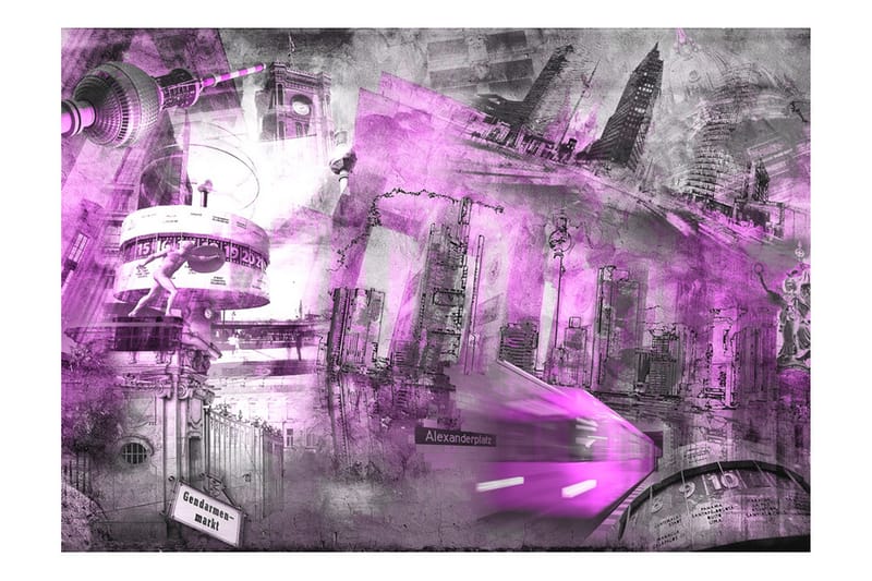Fototapet Berlin Kollage Violett 350x245 - Artgeist sp. z o. o. - Inredning & dekor - Väggdekor - Tapeter & tapettillbehör - Fototapeter