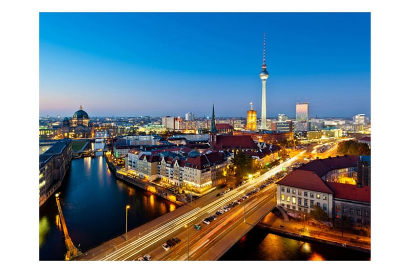 Fototapet Berlin View From Fischerinsel Night 200x154 - Artgeist sp. z o. o. - Inredning & dekor - Väggdekor - Tapeter & tapettillbehör - Fototapeter