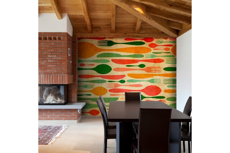 FOTOTAPET Bestick Orange Och Grönt 300x231, Artgeist sp. z o. o.