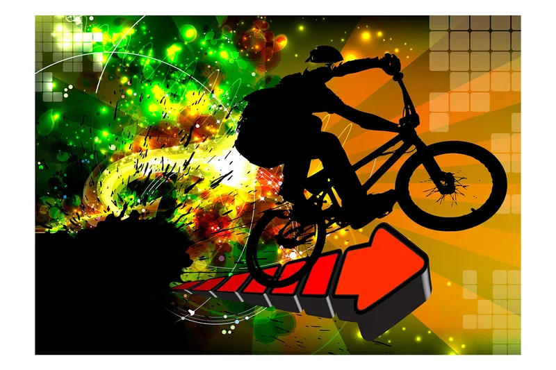 Fototapet Bicycle Tricks 250x175 - Artgeist sp. z o. o. - Inredning & dekor - Väggdekor - Tapeter & tapettillbehör - Fototapeter