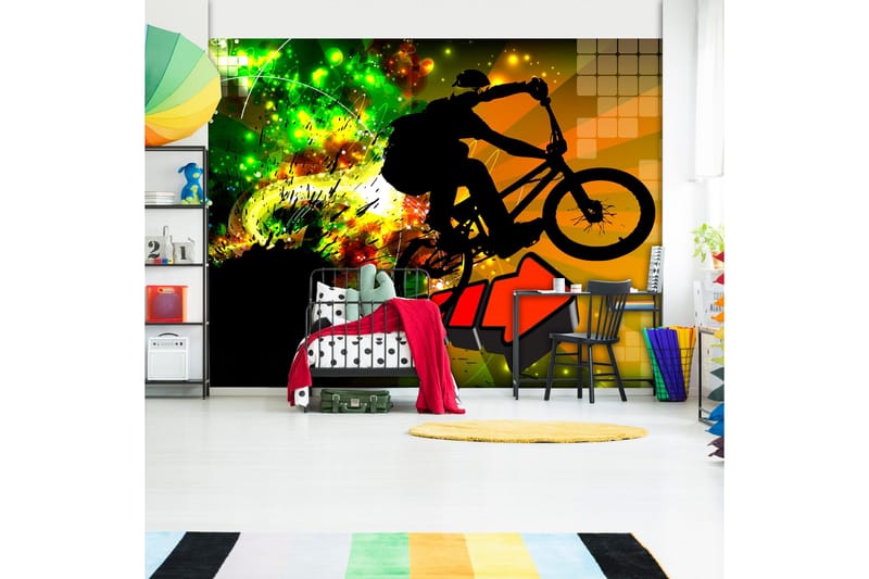Fototapet Bicycle Tricks 350x245 - Artgeist sp. z o. o. - Inredning & dekor - Väggdekor - Tapeter & tapettillbehör - Fototapeter