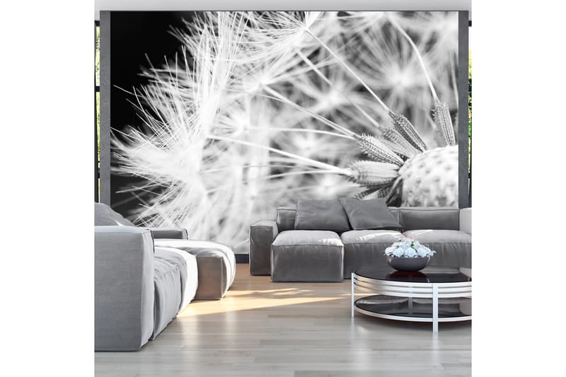 FOTOTAPET Black And White Dandelion 200x140 - Artgeist sp. z o. o. - Inredning & dekor - Väggdekor - Tapeter & tapettillbehör - Fototapeter